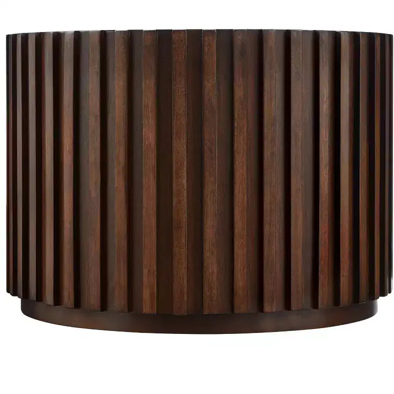 EHMKNP Nesting Coffee Table Set of 2  Handcrafted Round Drum Coffee Table & Matching Small End Table