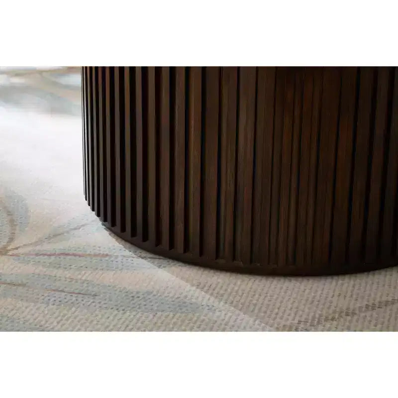 EHMKNP Nesting Coffee Table Set of 2  Handcrafted Round Drum Coffee Table & Matching Small End Table
