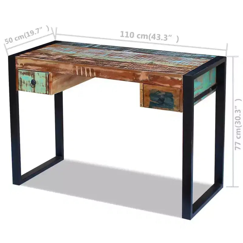 vidaXL Desk Standing Home Office Table Computer Desk Workstation Solid Wood - 43.3 x 19.7 x 30.3 Solid Reclaimed Wood