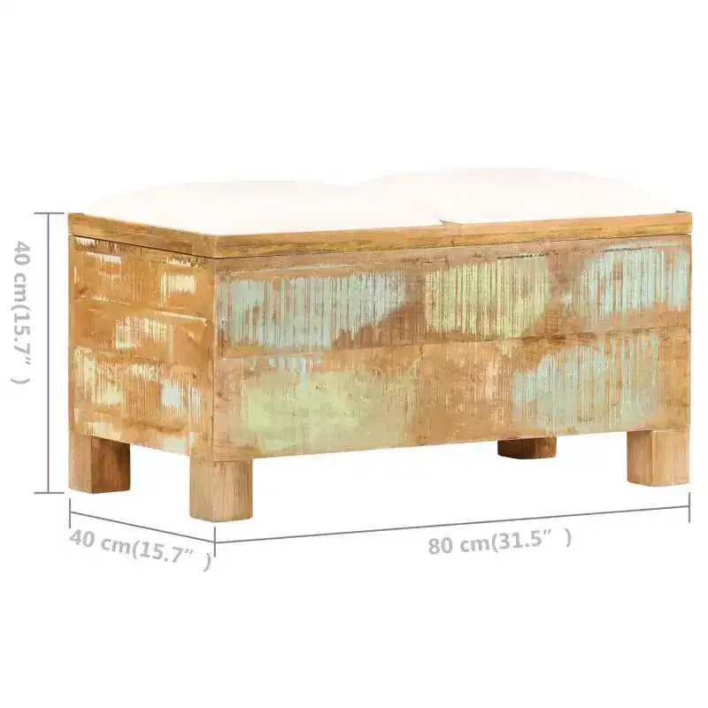 vidaXL Storage Bench Solid Reclaimed Wood 31.5x15.7x15.7