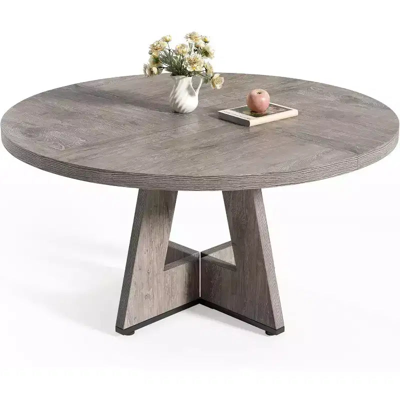 Round Dining Table, Suitable for 4-6 People, 47-inch Tabletop with a Wooden Base, Ideal for the Dining Room, Kitchen, and Living Room