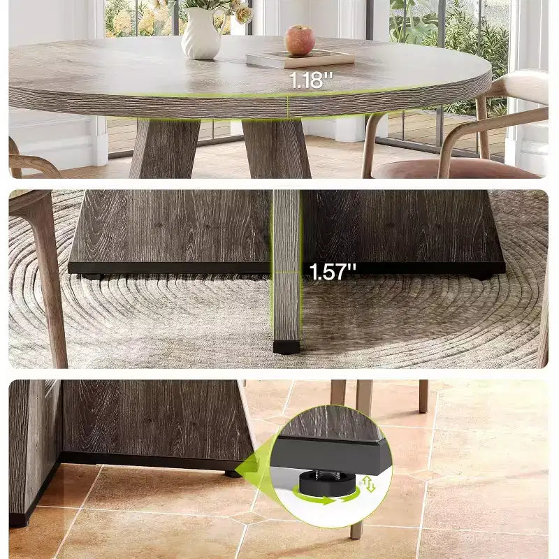 Round Dining Table, Suitable for 4-6 People, 47-inch Tabletop with a Wooden Base, Ideal for the Dining Room, Kitchen, and Living Room