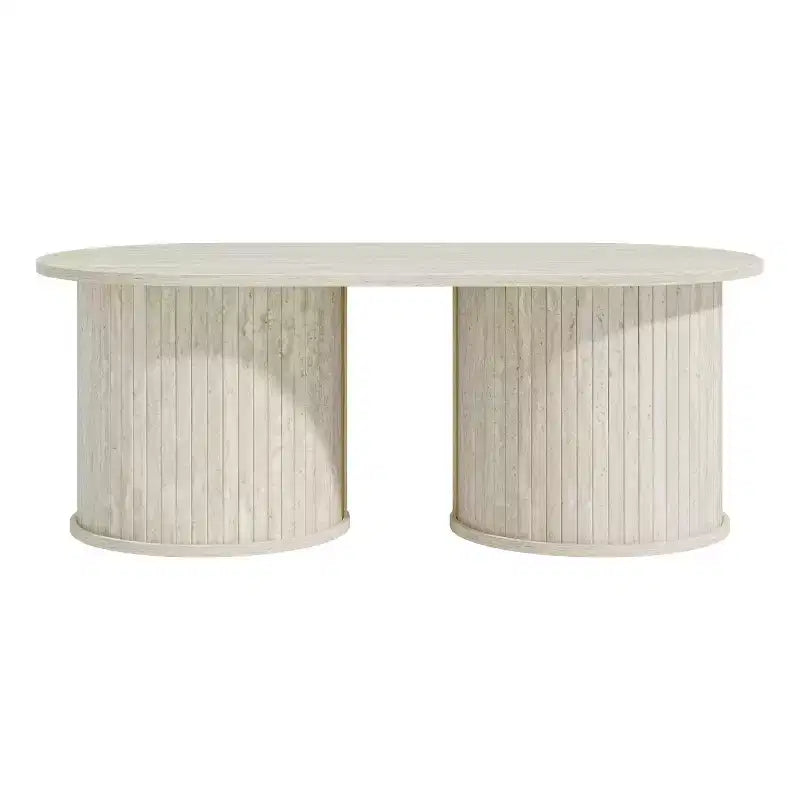 Galano Fluted Oblong Coffee Table with Round Base 39.2 W  19.5 D  14.9 H