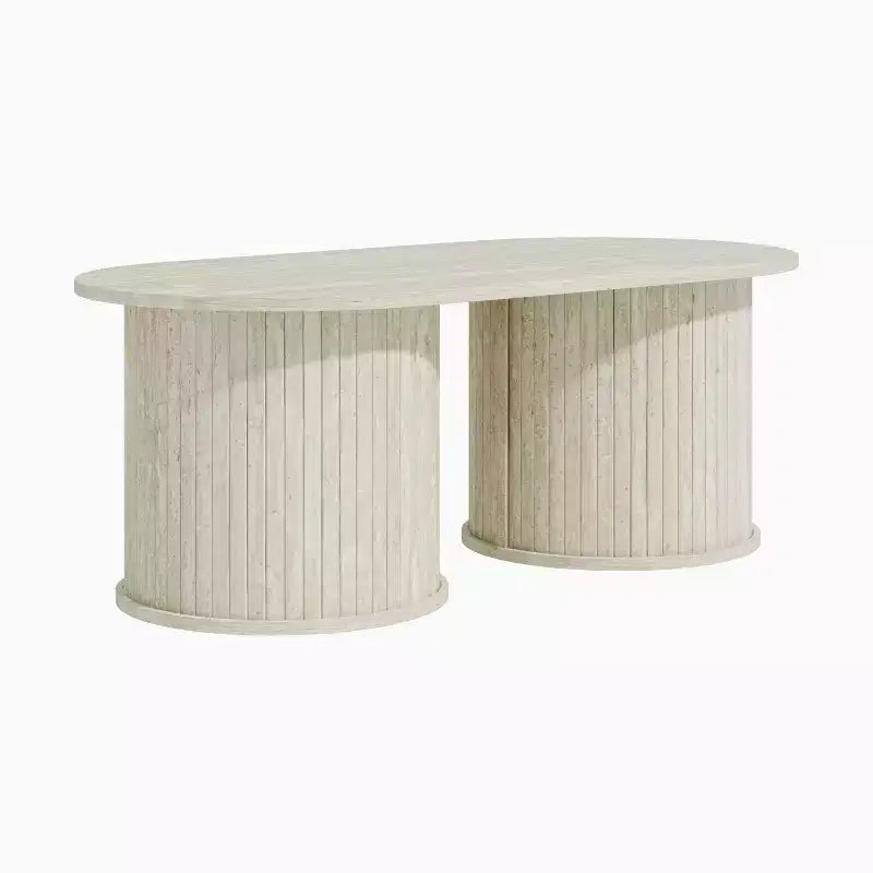 Galano Fluted Oblong Coffee Table with Round Base 39.2 W  19.5 D  14.9 H
