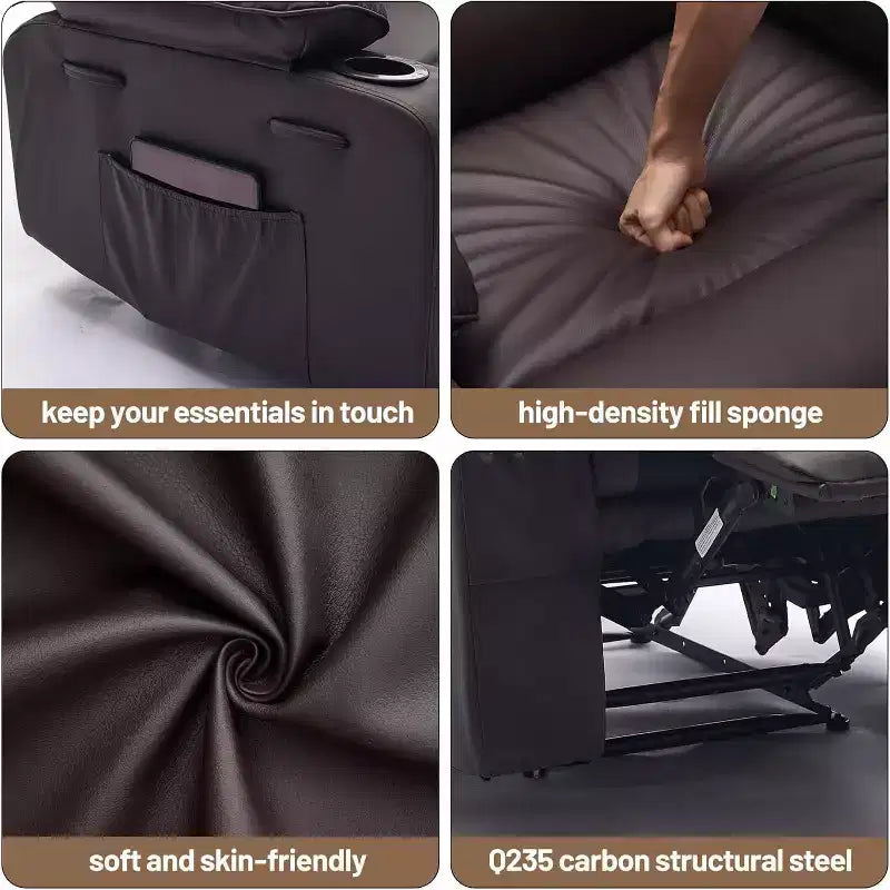 Acekool Power Recliner Chair PU, Wide Seat Massage Heat Electric Recliner with Cup Holder for Bedroom