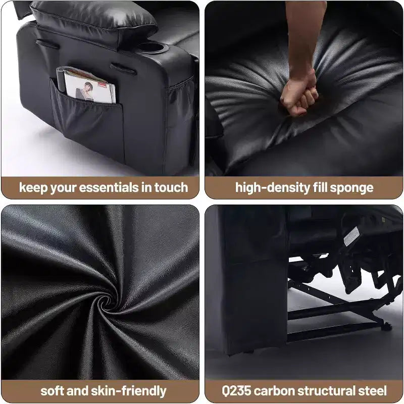 Acekool Power Recliner Chair PU, Wide Seat Massage Heat Electric Recliner with Cup Holder for Bedroom