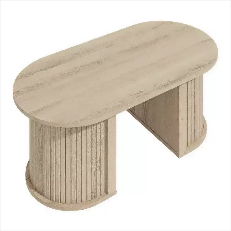 Galano Fluted Oblong Coffee Table with Semi-Round Base 39.2 W  19.5 D  14.9 H