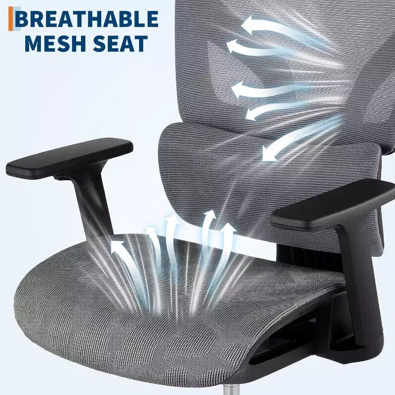 Acekool Ergonomic High Back Mesh Office Chair, 4D Armrest, Adjustable Lumbar & Seat Depth, Home Office