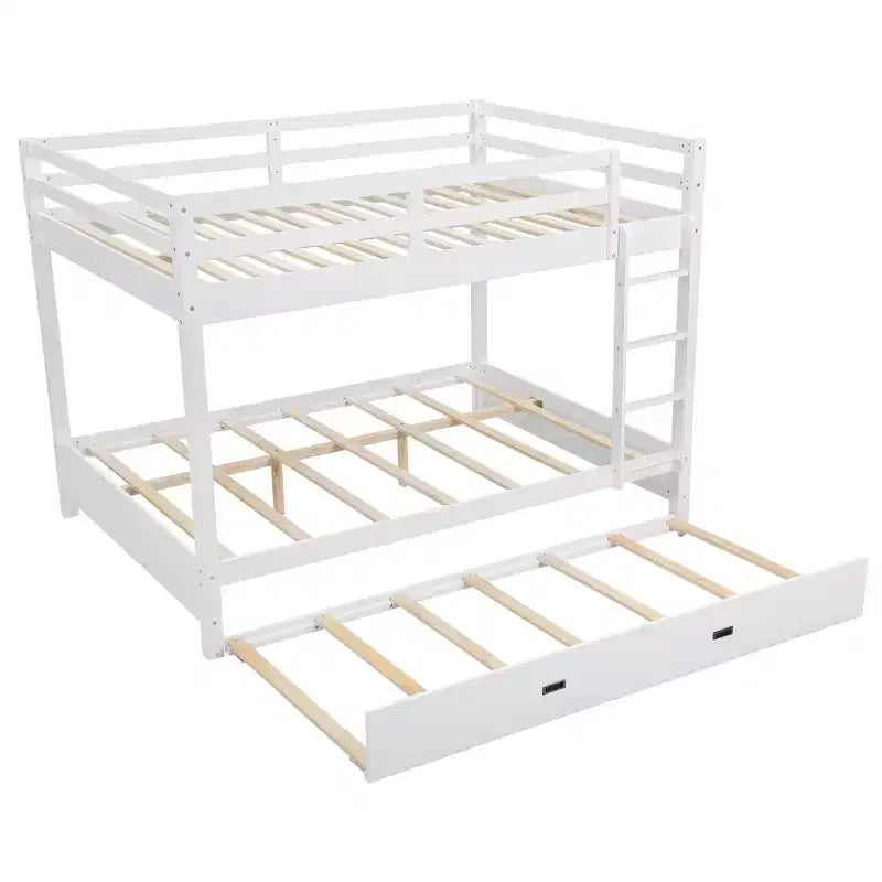GDFStudio Mitchell Wood Bunk Bed with Ladder and Trundle