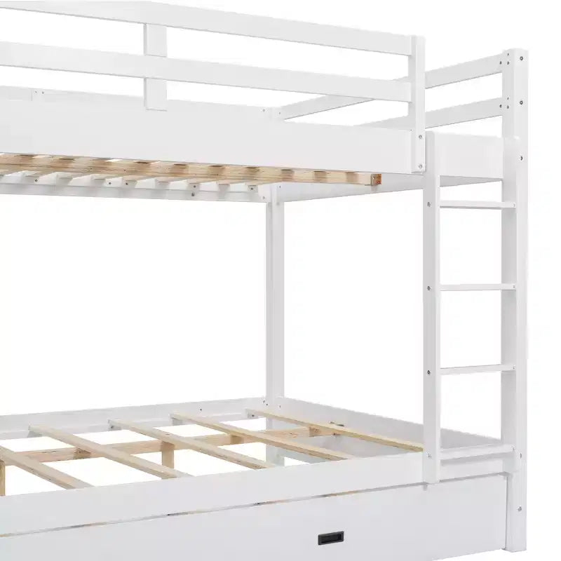 GDFStudio Mitchell Wood Bunk Bed with Ladder and Trundle