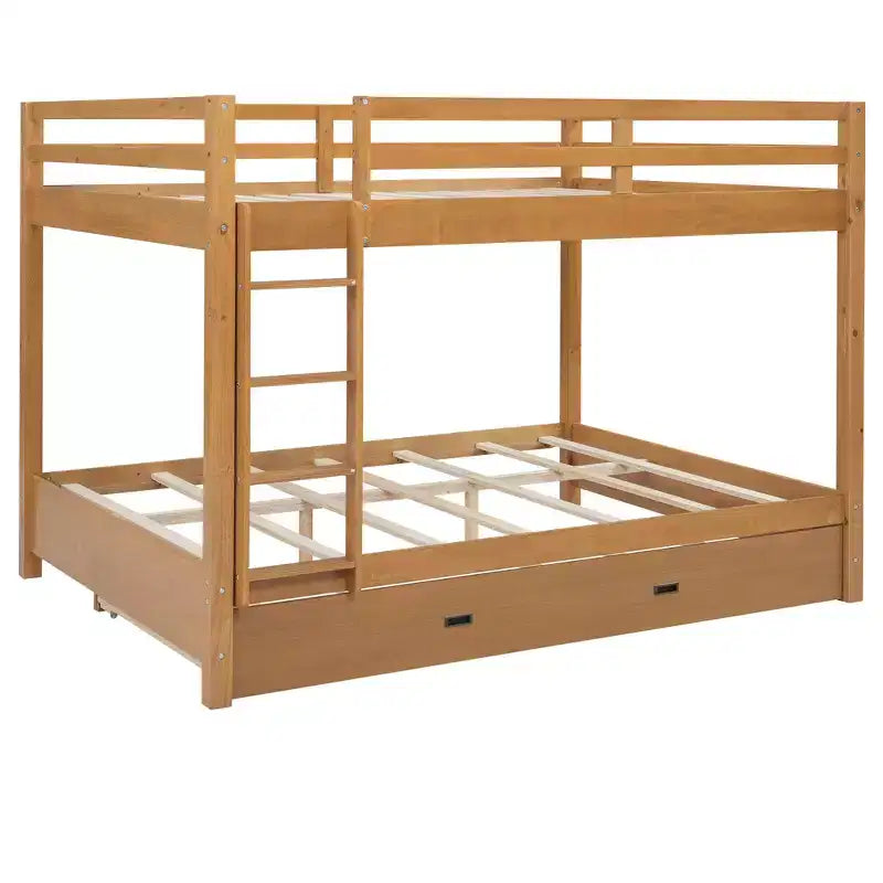 GDFStudio Mitchell Wood Bunk Bed with Ladder and Trundle
