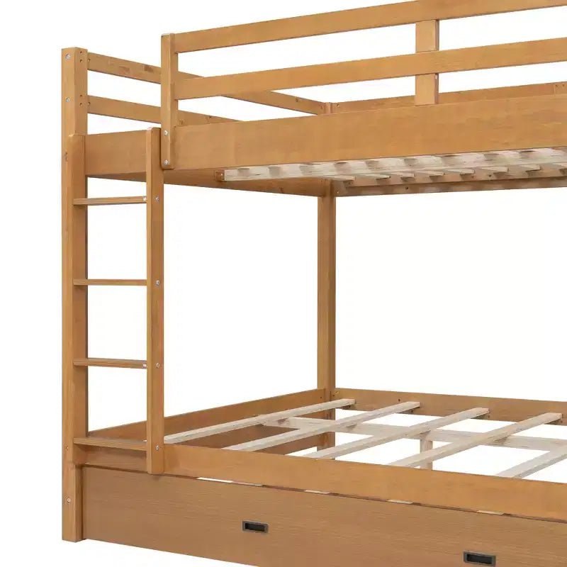 GDFStudio Mitchell Wood Bunk Bed with Ladder and Trundle