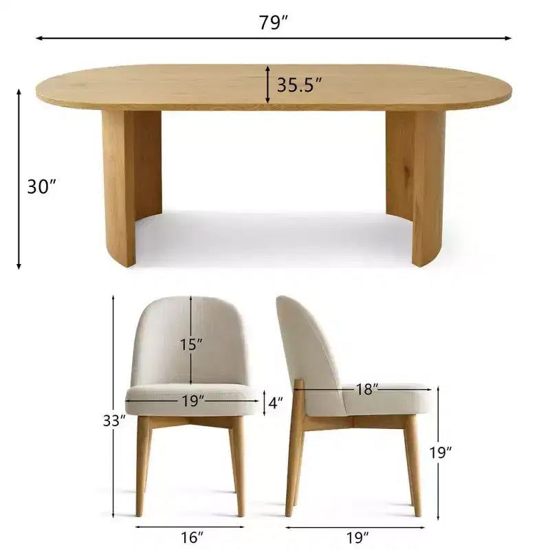 9-Piece Dining Set for 8,Modern Wood Dining Table with 6 Upholstered Linen Dinng Chairs with Solid Wood Legs for Dining Room,Farmhouse -Panipeachy