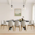 9-Piece Dining Set for 8,Modern Wood Dining Table with 6 Upholstered Linen Dinng Chairs with Solid Wood Legs for Dining Room,Farmhouse -Panipeachy