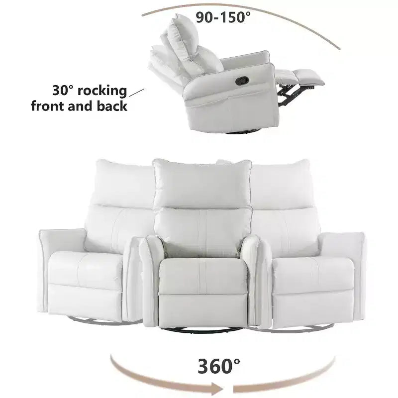 Rocking Recliner Chair With Side Pockets 360 Rotation Reclining Sofa Chair,Swivel Armchair Reading Chair For Living Room,Theater,Bedroom Light Gray
