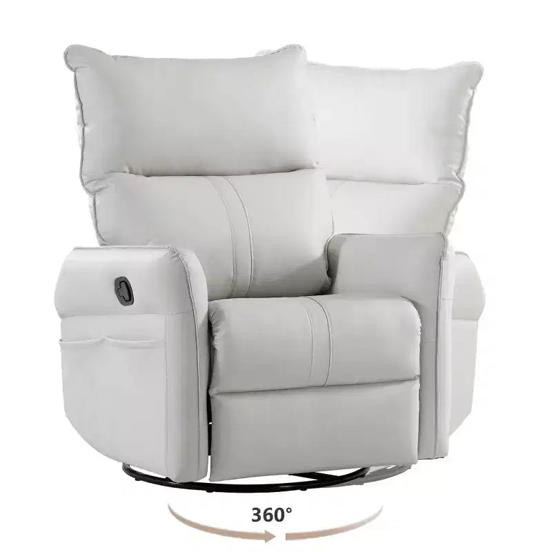 Rocking Recliner Chair With Side Pockets 360 Rotation Reclining Sofa Chair,Swivel Armchair Reading Chair For Living Room,Theater,Bedroom Light Gray
