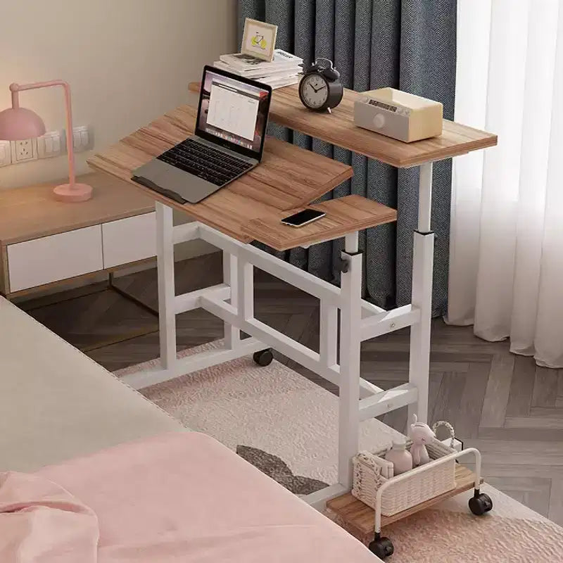 Portable Standing Desk Adjustable Height 26.4-61,Mobile Computer Desk with Wheels,Tiltable Top&CPU Stand,Rolling Laptop Table Cart for Home Office