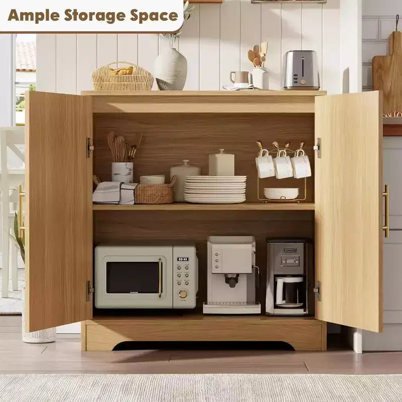 31.5'' Sideboard Buffet Cabinet with Storage-Credenza Sideboard with 2/4 Rattan Doors, Modern Console Table Coffee Bar Cabinet for Entryway