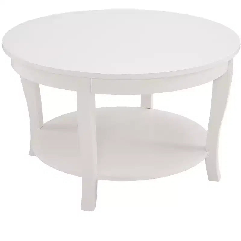 TUYOHW Elegant Oriental Coffee Table,2-Tier Tea Table for Living Room,Round Accent Table with Open Shelf,Storage Cocktail Table for Home Decor