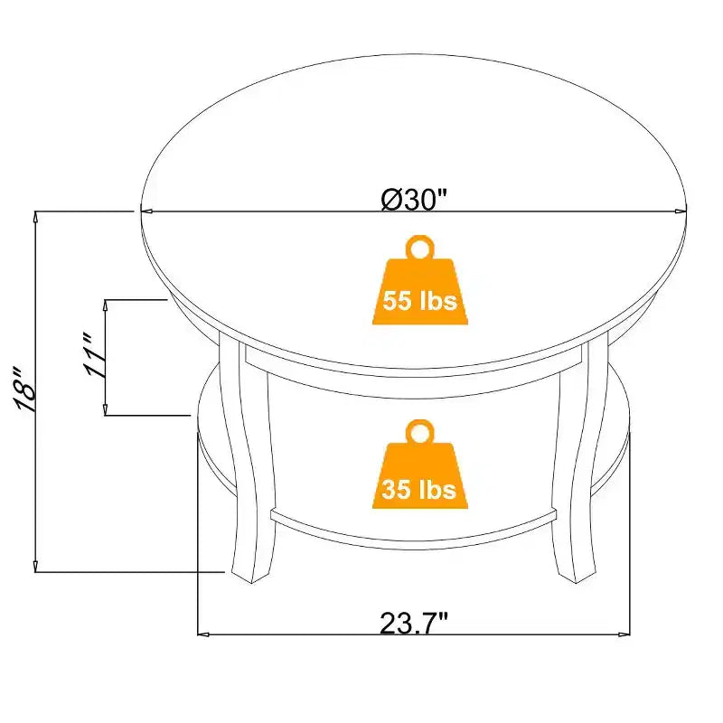TUYOHW Elegant Oriental Coffee Table,2-Tier Tea Table for Living Room,Round Accent Table with Open Shelf,Storage Cocktail Table for Home Decor