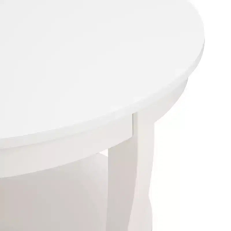 TUYOHW Elegant Oriental Coffee Table,2-Tier Tea Table for Living Room,Round Accent Table with Open Shelf,Storage Cocktail Table for Home Decor