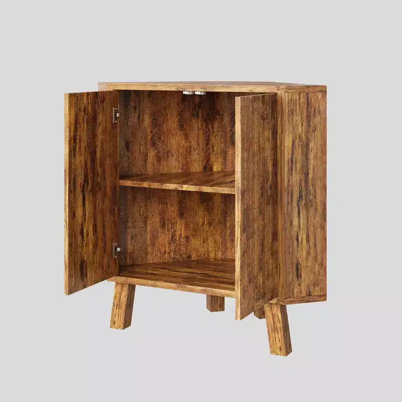 Farmhouse Corner Cabinet with Adjustable Shelf, 3-Tier Storage for Living Room & Kitchen