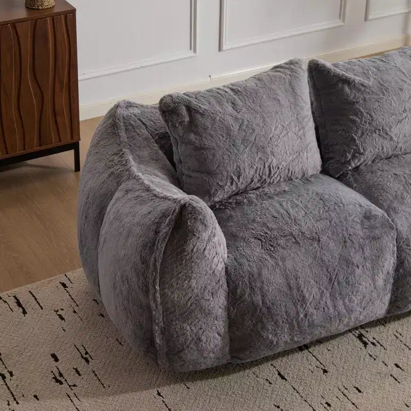 Okak Giant Bean Bag Sofa with 2 Pillows, Bean Bag Chair with Memory Foam for 2, Floor Chairs Lounge Sofa Chair for Living Room