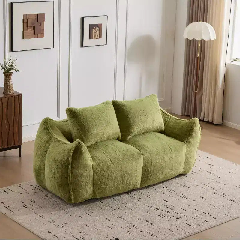 Okak Giant Bean Bag Sofa with 2 Pillows, Bean Bag Chair with Memory Foam for 2, Floor Chairs Lounge Sofa Chair for Living Room