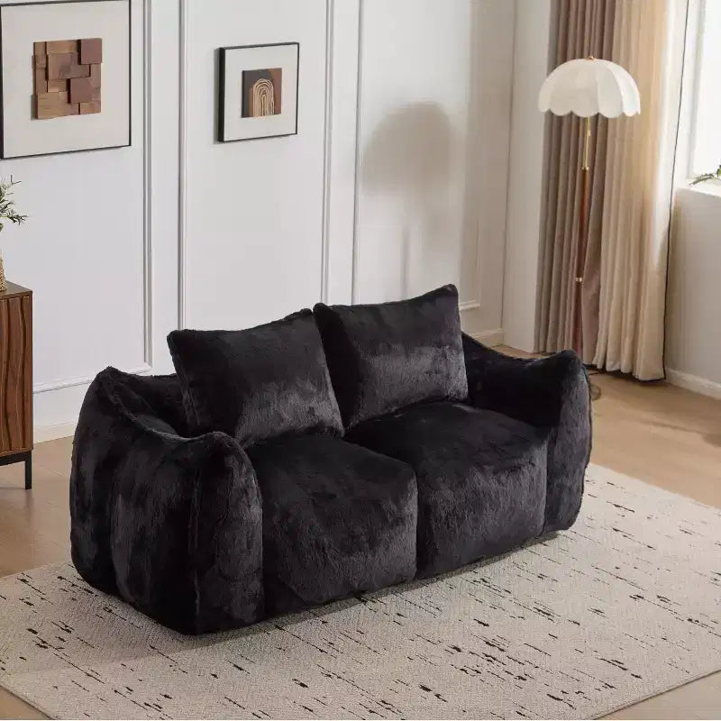 Okak Giant Bean Bag Sofa with 2 Pillows, Bean Bag Chair with Memory Foam for 2, Floor Chairs Lounge Sofa Chair for Living Room