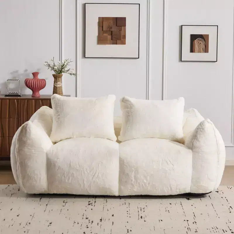 Okak Giant Bean Bag Sofa with 2 Pillows, Bean Bag Chair with Memory Foam for 2, Floor Chairs Lounge Sofa Chair for Living Room
