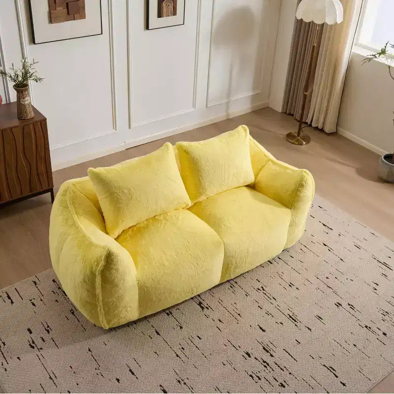 Okak Giant Bean Bag Sofa with 2 Pillows, Bean Bag Chair with Memory Foam for 2, Floor Chairs Lounge Sofa Chair for Living Room