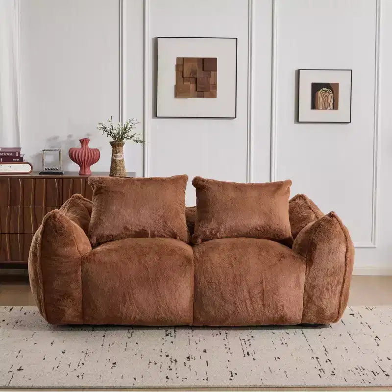 Okak Giant Bean Bag Sofa with 2 Pillows, Bean Bag Chair with Memory Foam for 2, Floor Chairs Lounge Sofa Chair for Living Room