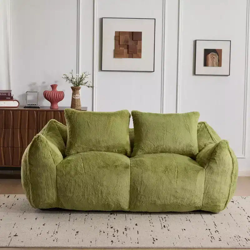 Okak Giant Bean Bag Sofa with 2 Pillows, Bean Bag Chair with Memory Foam for 2, Floor Chairs Lounge Sofa Chair for Living Room