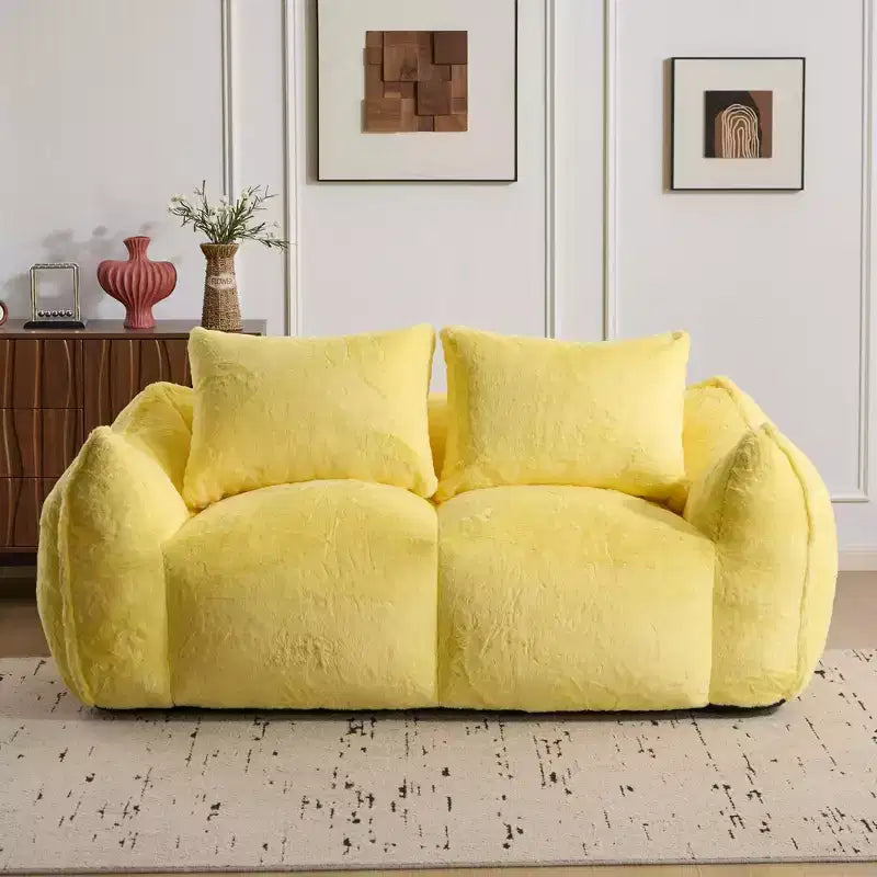 Okak Giant Bean Bag Sofa with 2 Pillows, Bean Bag Chair with Memory Foam for 2, Floor Chairs Lounge Sofa Chair for Living Room