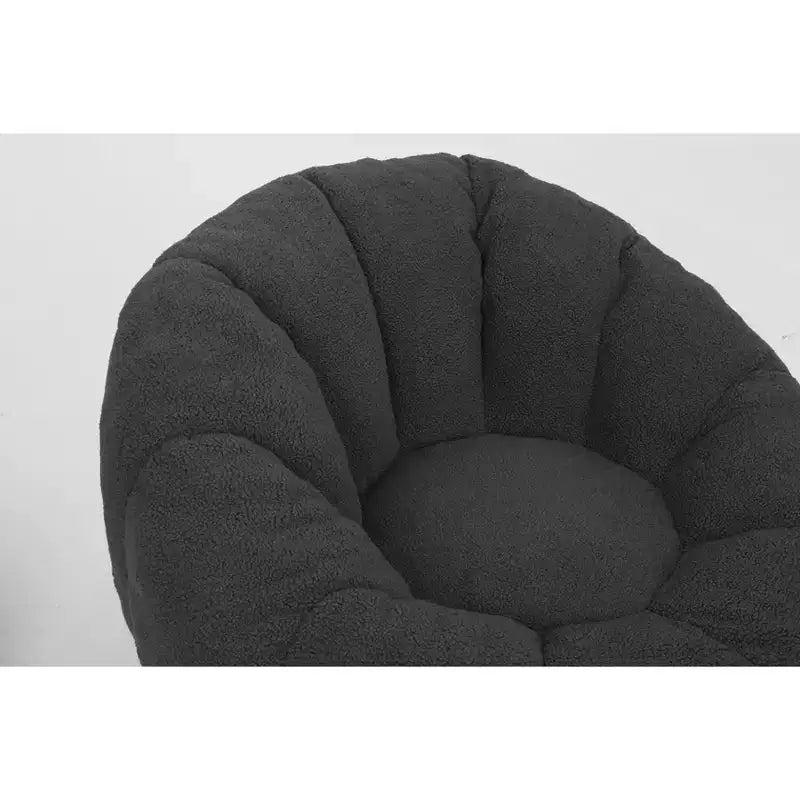 Okak Teddy Fabric Giant Bean Bag Chair, Lazy Sofa Chair Bean Bag Sofa with Armrest and Memory Foam, Modern Floor Chair for Living Room
