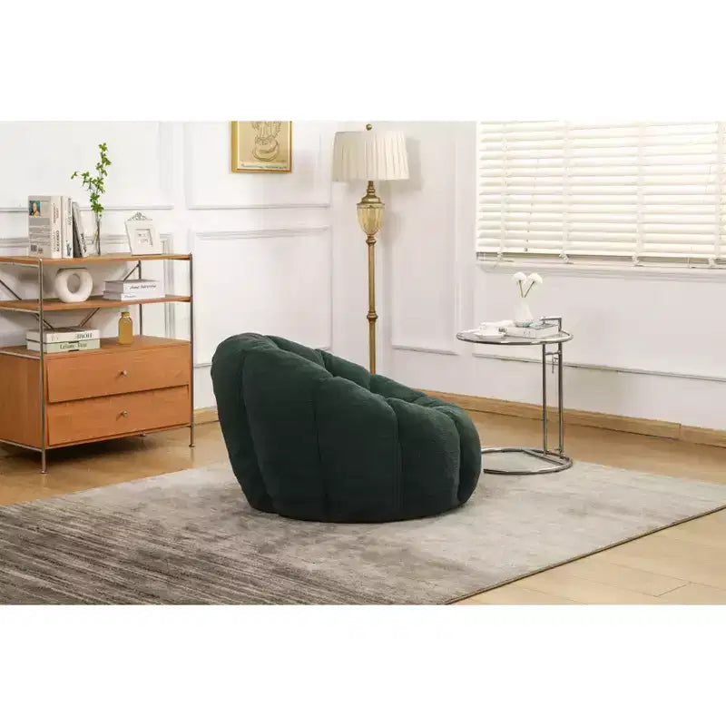 Okak Teddy Fabric Giant Bean Bag Chair, Lazy Sofa Chair Bean Bag Sofa with Armrest and Memory Foam, Modern Floor Chair for Living Room