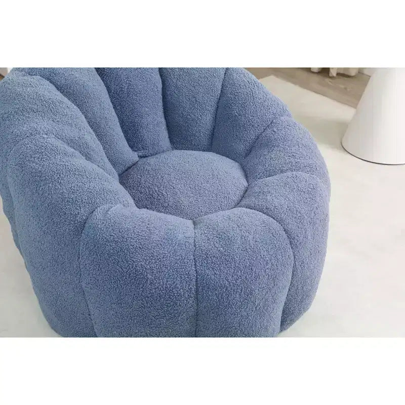 Okak Teddy Fabric Giant Bean Bag Chair, Lazy Sofa Chair Bean Bag Sofa with Armrest and Memory Foam, Modern Floor Chair for Living Room