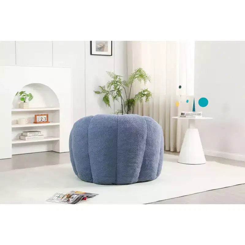 Okak Teddy Fabric Giant Bean Bag Chair, Lazy Sofa Chair Bean Bag Sofa with Armrest and Memory Foam, Modern Floor Chair for Living Room