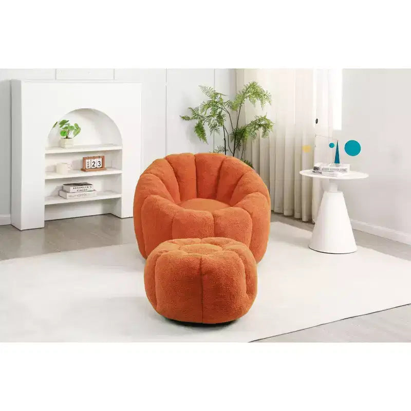 Okak Teddy Fabric Giant Bean Bag Chair, Lazy Sofa Chair Bean Bag Sofa with Armrest and Memory Foam, Modern Floor Chair for Living Room