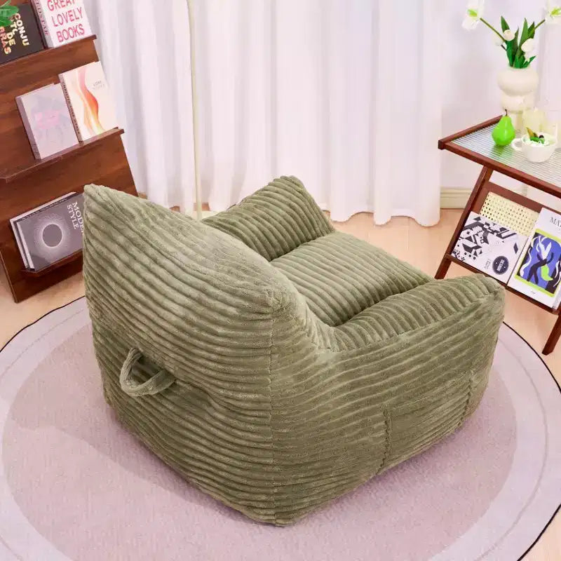 Okak Bean Bag Chair with Corduroy Fabric, Modern Lazy Sofa Chair with Armrest and High-Resilience Foam, Gaint Bean Bag Sofa for Living Room