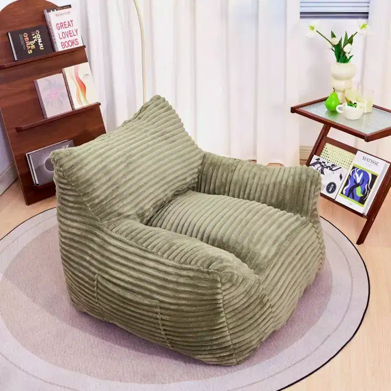 Okak Bean Bag Chair with Corduroy Fabric, Modern Lazy Sofa Chair with Armrest and High-Resilience Foam, Gaint Bean Bag Sofa for Living Room
