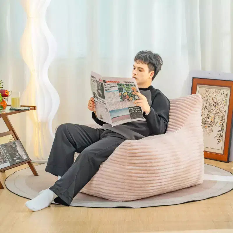 Okak Bean Bag Chair with Corduroy Fabric, Modern Lazy Sofa Chair with Armrest and High-Resilience Foam, Gaint Bean Bag Sofa for Living Room