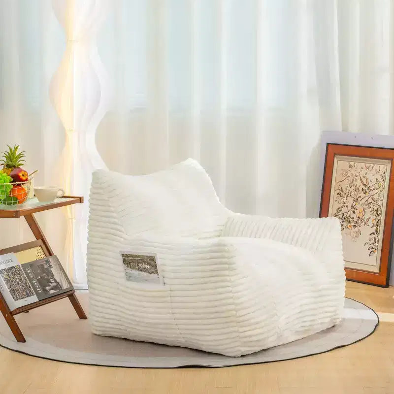 Okak Bean Bag Chair with Corduroy Fabric, Modern Lazy Sofa Chair with Armrest and High-Resilience Foam, Gaint Bean Bag Sofa for Living Room