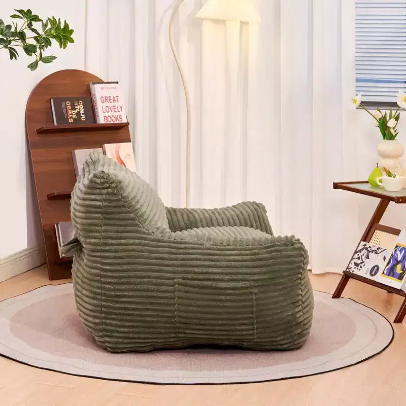 Okak Bean Bag Chair with Corduroy Fabric, Modern Lazy Sofa Chair with Armrest and High-Resilience Foam, Gaint Bean Bag Sofa for Living Room