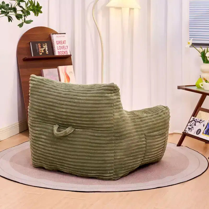Okak Bean Bag Chair with Corduroy Fabric, Modern Lazy Sofa Chair with Armrest and High-Resilience Foam, Gaint Bean Bag Sofa for Living Room
