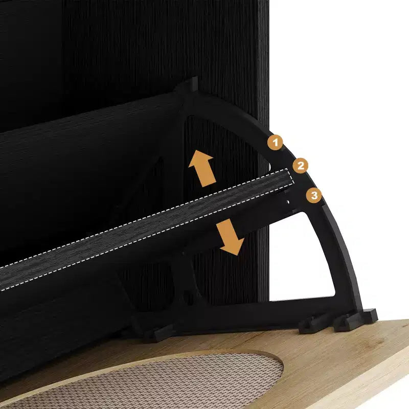 Rattan Shoe Cabinet, Shoe Organizer with 2 Flip Drawers & 1 Drawer, Hidden Slim Shoe Sotrage for Front Door Entrance