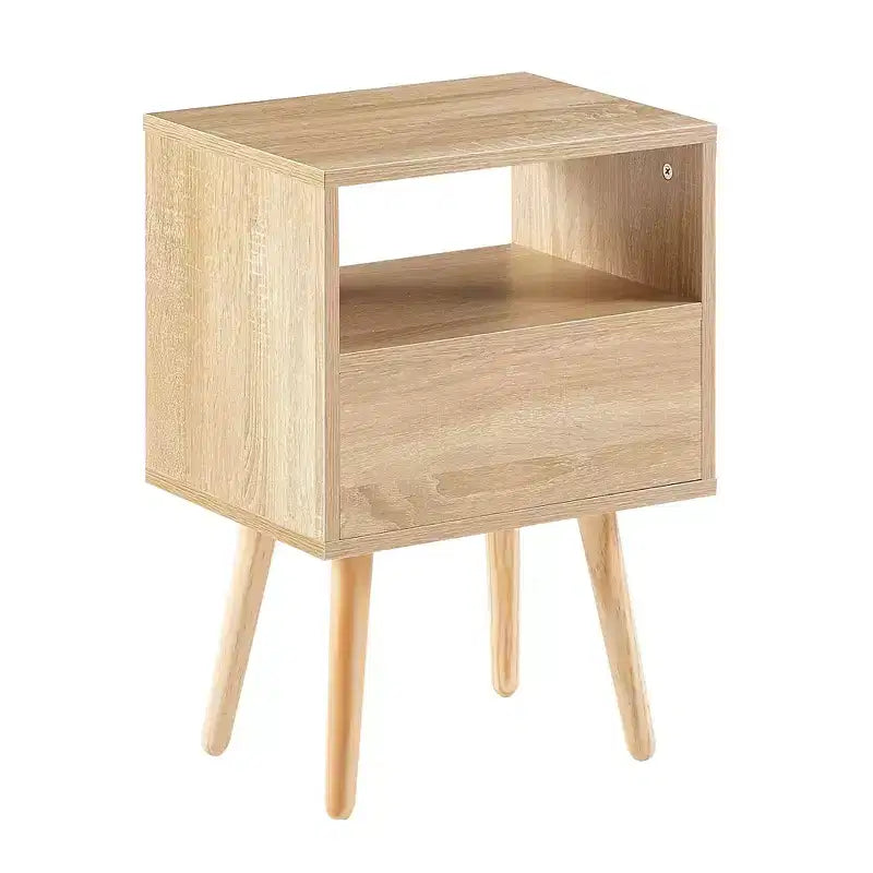 TUYOHW 15.75 Rattan Nightstand with Woven Drawer,Accent End Table with Open Shelf,Wood Side Table for Living Room,Bedroom
