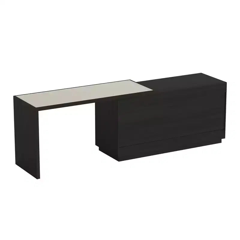 Luck Live Modern Extendable Rotating L-Shaped Desk with 6 Drawers, Reversible Home Office Computer Desk