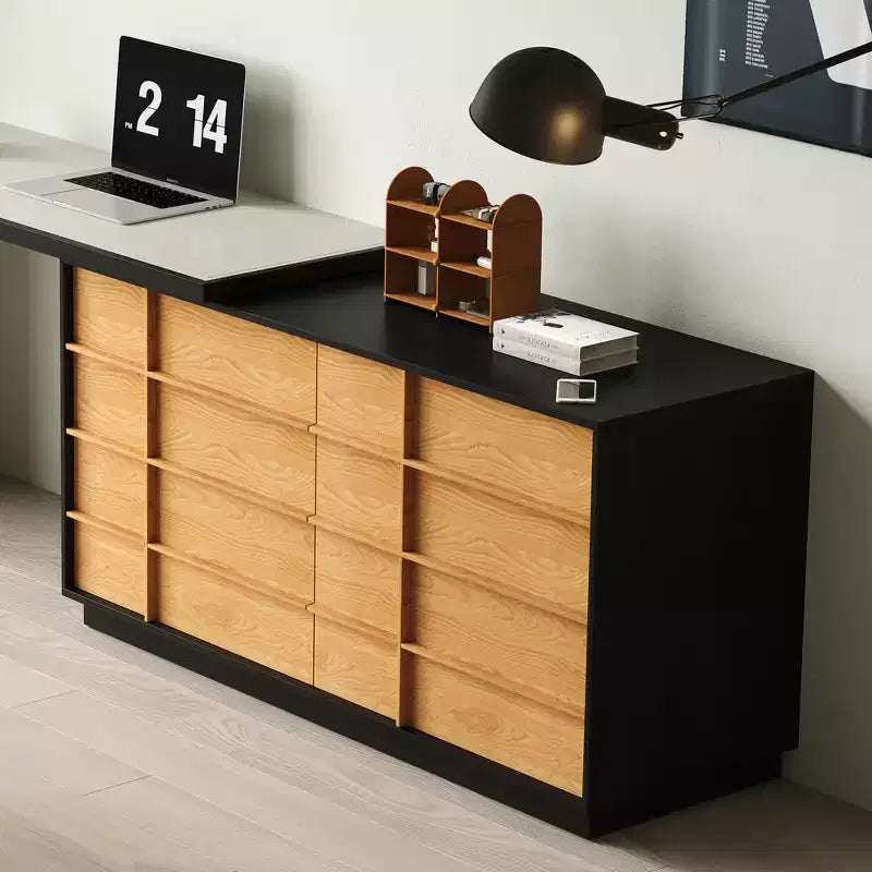Luck Live Modern Extendable Rotating L-Shaped Desk with 6 Drawers, Reversible Home Office Computer Desk