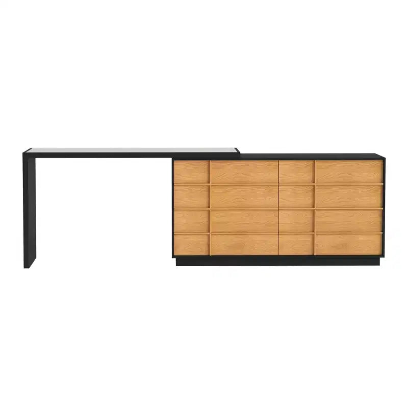 Luck Live Modern Extendable Rotating L-Shaped Desk with 6 Drawers, Reversible Home Office Computer Desk